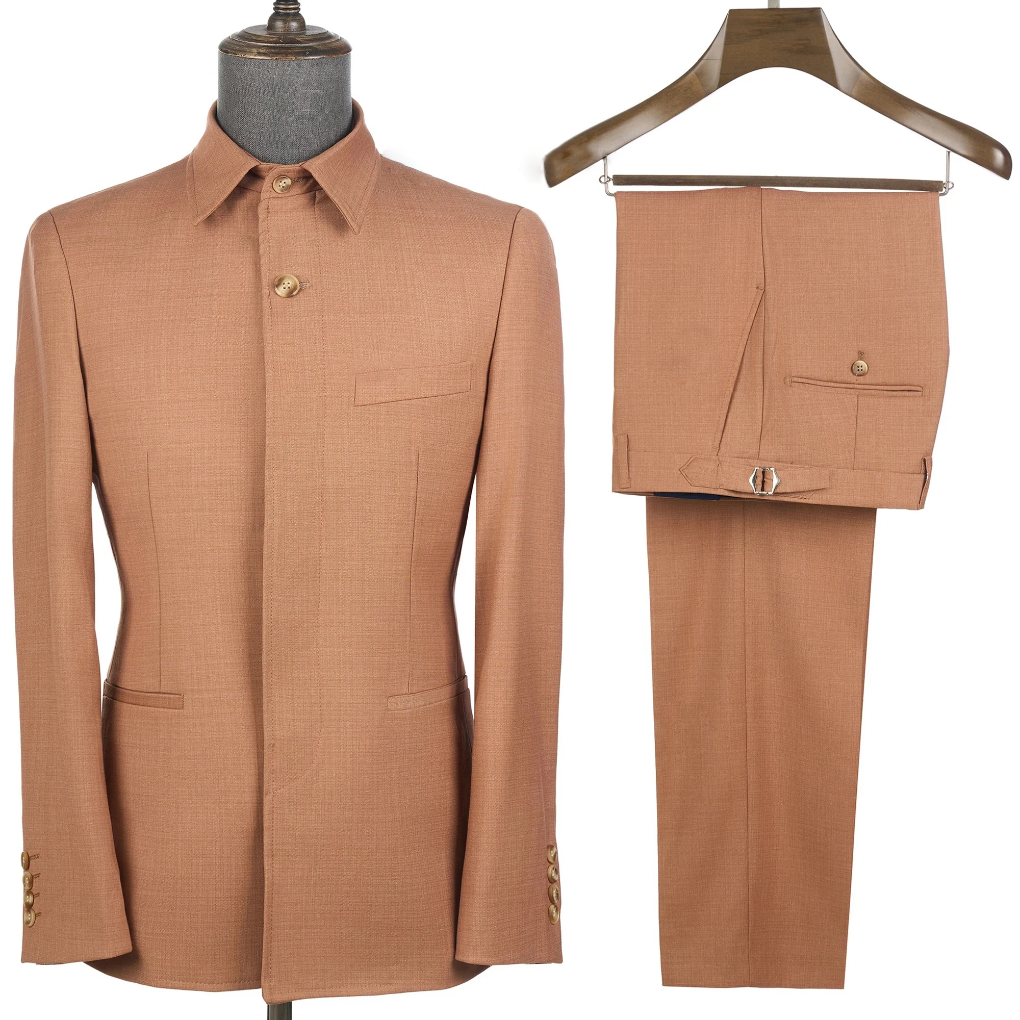 

2026 New Safari Suits For Men Casual Square Collar Tailor-Made Jacket Pants Formal Business Official Daily Wear