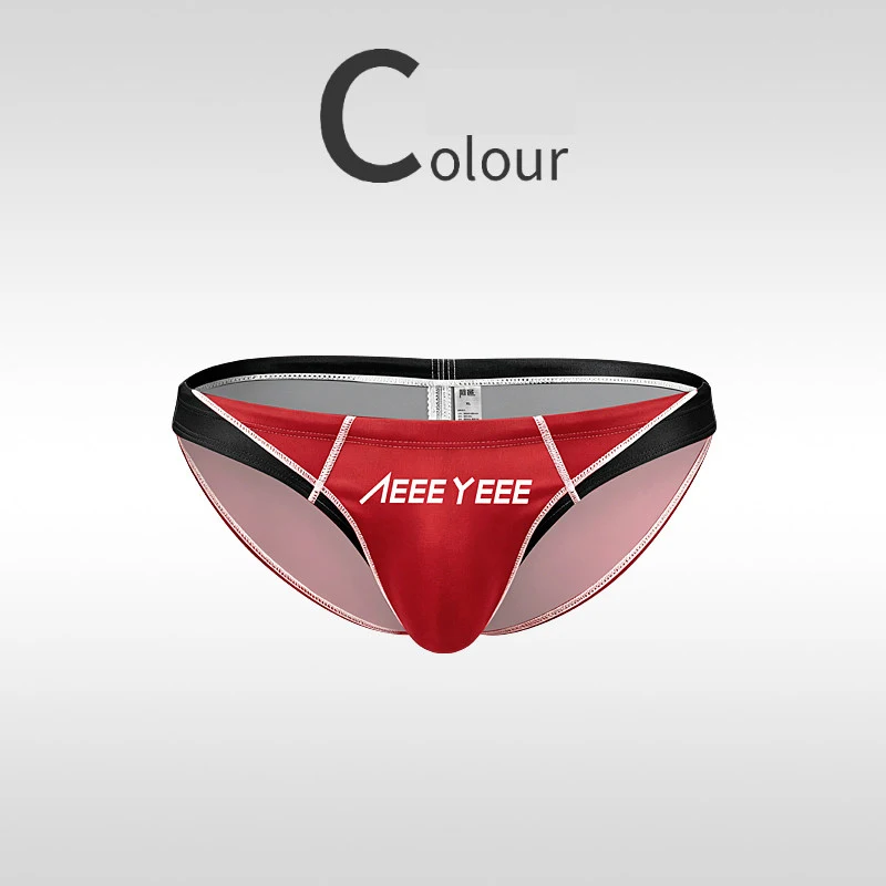 Herren Sexy Satin Strand-Badehose mit Niedrigem Bund, Atmungsaktive Schnelltrocknende Slips, Patchwork-Bikini, Weiche Professionelle Renn-Schwimmhose – Detail 17