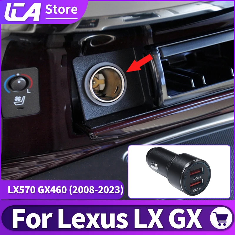 

QC3.0 USB Car Charger 2 Ports For Lexus LX570 GX460 2008-2022 2021 2020 LX 570 GX 460 Interior Cigarette Lighter Accessories