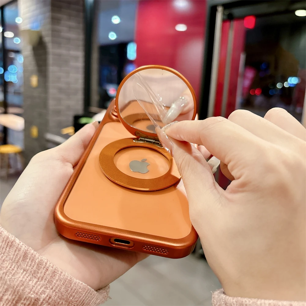 آيفون 17 قطعة ماتي تصفيح مرآة قوس الحال بالنسبة آيفون 17 16 15 14 13 12 11 برو ماكس زائد الهواء ل Magsafe المغناطيسي غطاء