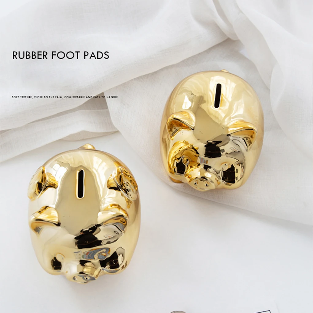 Ceramic Gold Pig Piggy Bank Cute Coin Piggy Bank Coin Saving Box Jar Coins Organizer Storage Box Creative Deposit Tank