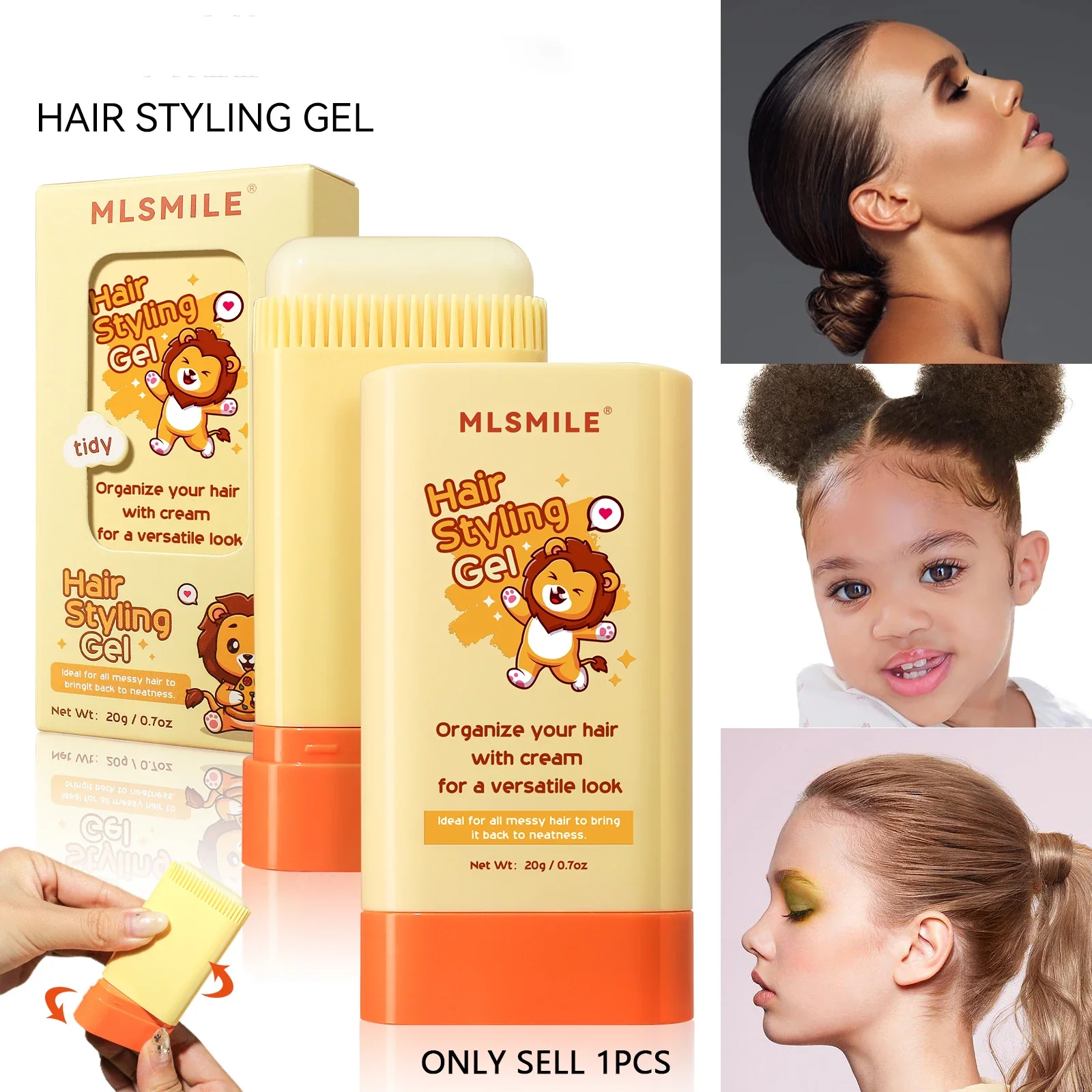 Hair Styling Gel Stick, 12H Long‑Lasting Hold, Non‑Greasy Tame Flyaways Broken Hair for Kids & Adults Daily Hairstyle
