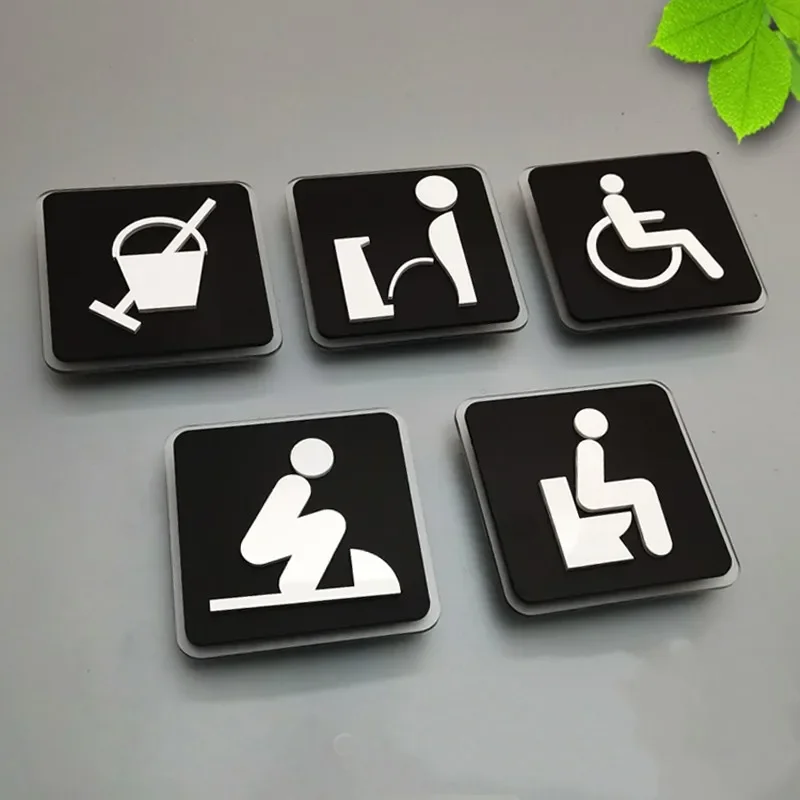 Creative Signage Toilet Sticker Funny Man WC Sticker Bathroom Door Sticker Washroom Wall Art Decal Creative DIY Home Decoration