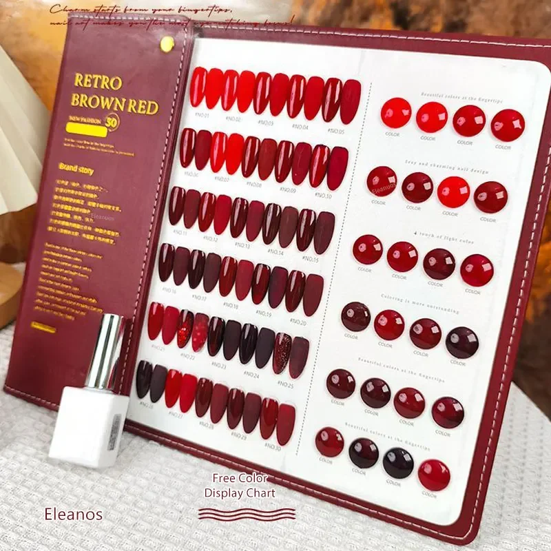 

Eleanuos, красный, 30 цветов, флюоресцентная панель с бесплатным цветным дисплеем для маникюрного салона, 15 мл, глийный лак, удаляемый замачиванием, Флюоресцентный гель