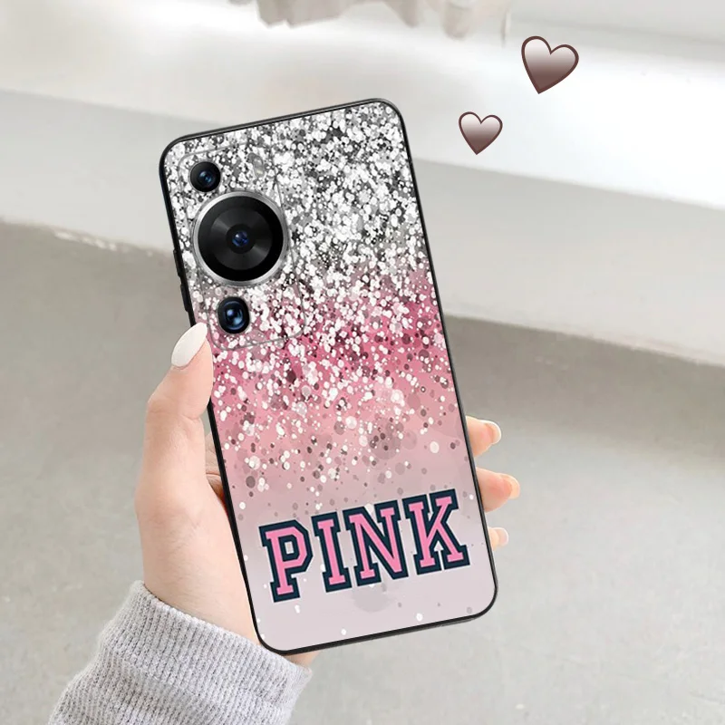 Silicone Black Phone Case for Motorola G200 5G G30 G31 One Fusion Floral Love Cute Pink Huawei P40 P30 P20 P Smart iphone6 Cover