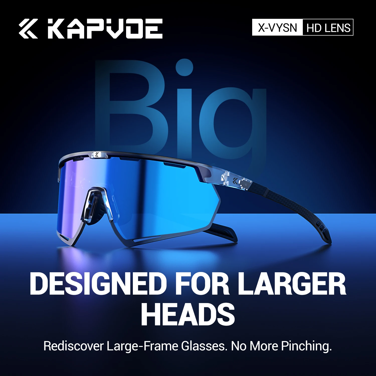 

KAPVOE HD Mountaineering Sunglasses for Large Head Sizes Sports UV400 Wide-Angle Eyewear Cycling Hiking and Driving Sunglasses