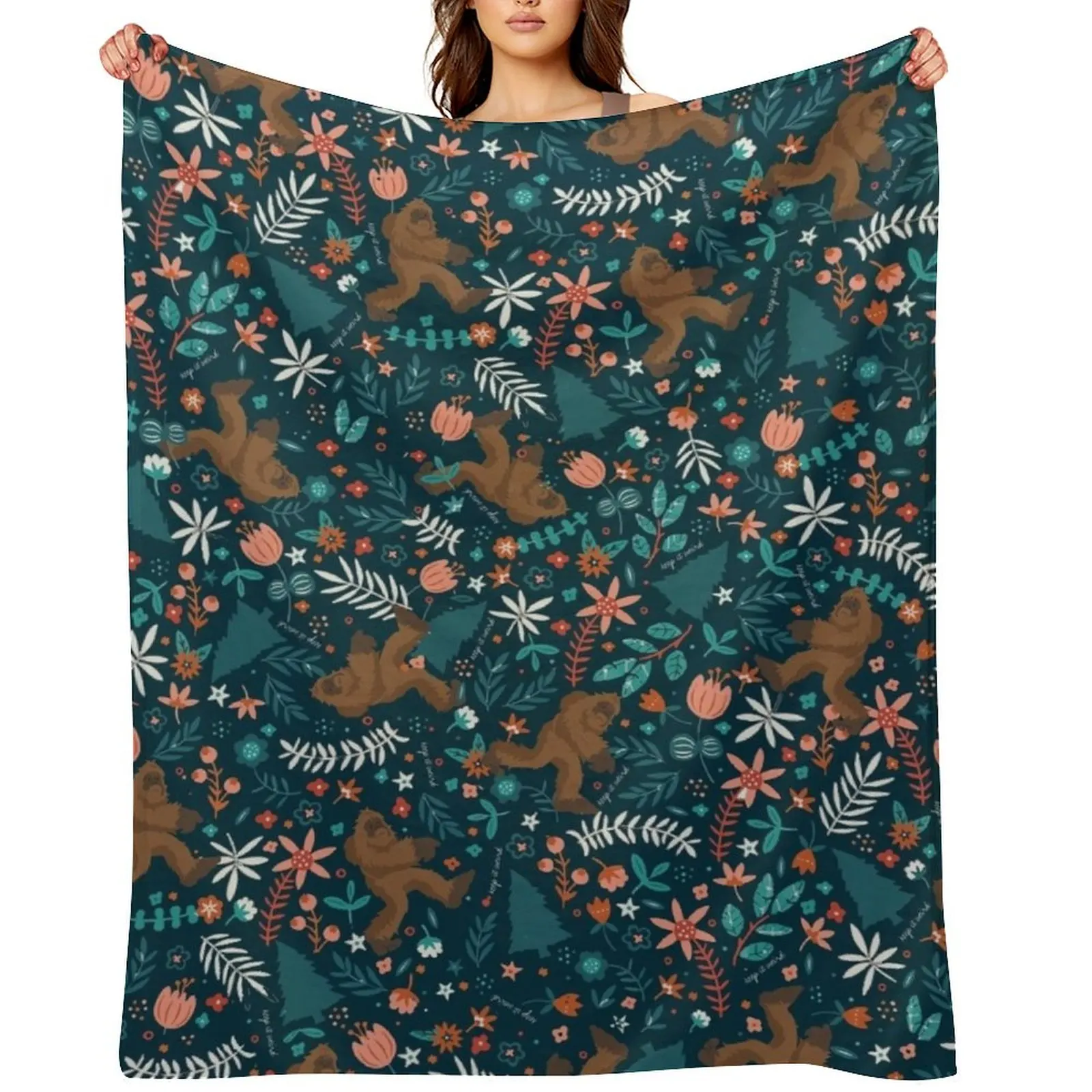

Bigfoot Keep it Weird Throw Blanket wednesday Flannel Heavy Fashion Sofas Blankets