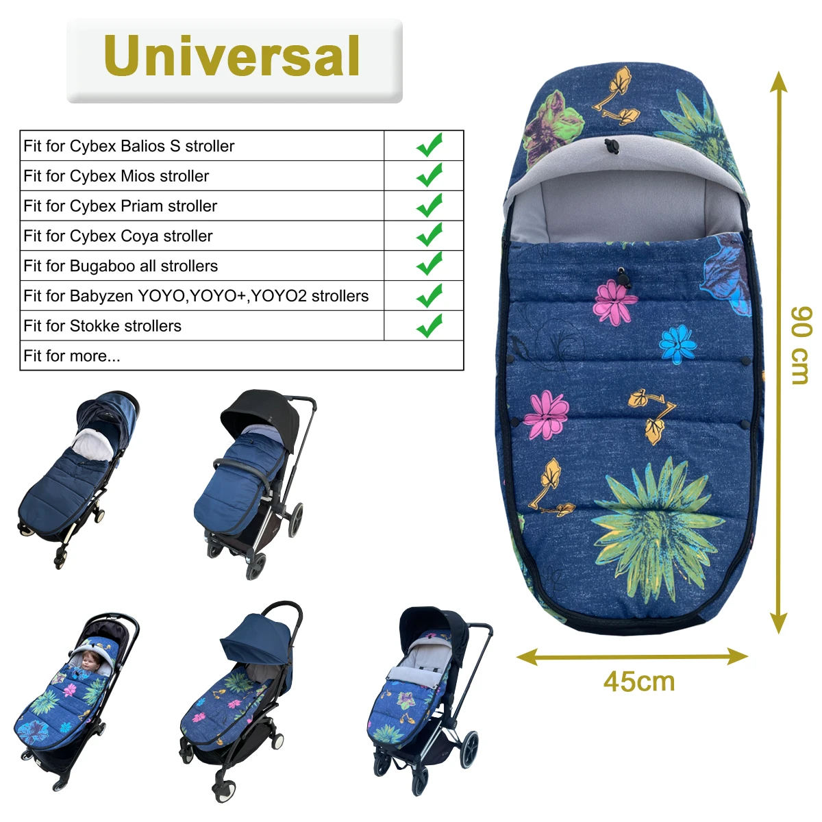 Colu Kid Universal Stroller Accessory Footmuff For Most Strollers,Special For Babyzen YOYO2,Bugaboo,Cybex Series Pram