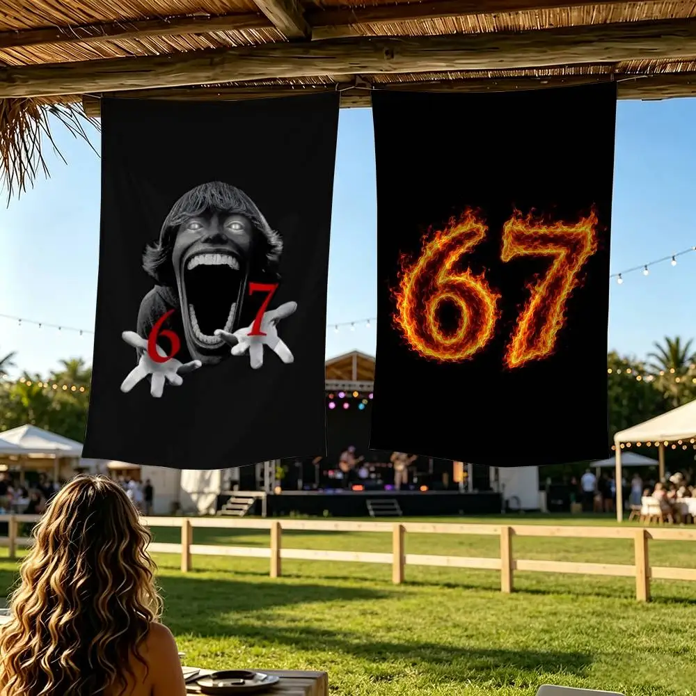 Six Seven 6 7 Flag Digital Printing Banner for Garage Wall Out Door Decoration