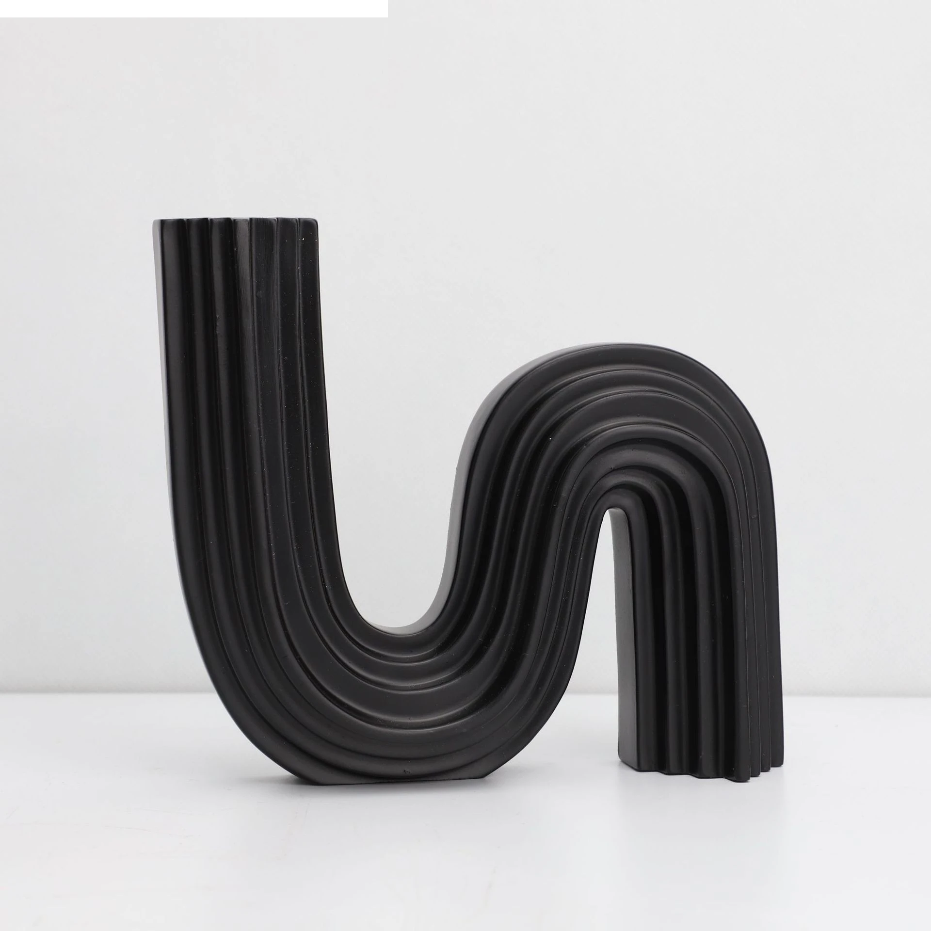 Resin Vase Geometrically Striated Pipe Floral Arrangement Accessories U-shaped Flower Pot Handicraft Home Decoration