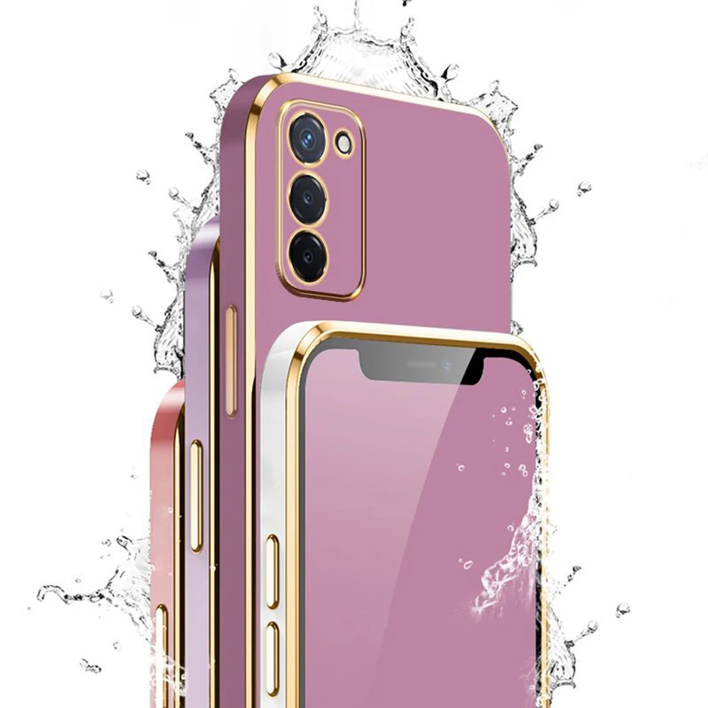 For Samsung Galaxy A03S Case Samsung A02S Cover Galaxy M02S Galaxy F02S Luxury Square Plating Phone Case Shockproof Back Cover