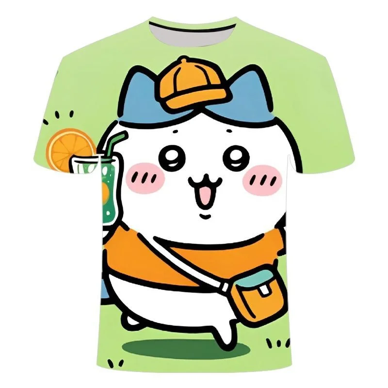 Chiikawa Is All Here! Adult Couple Soft Cute Cartoon 3D Print T-shirts Sports Leisure Breathable Short Sleeves FamilyMatching