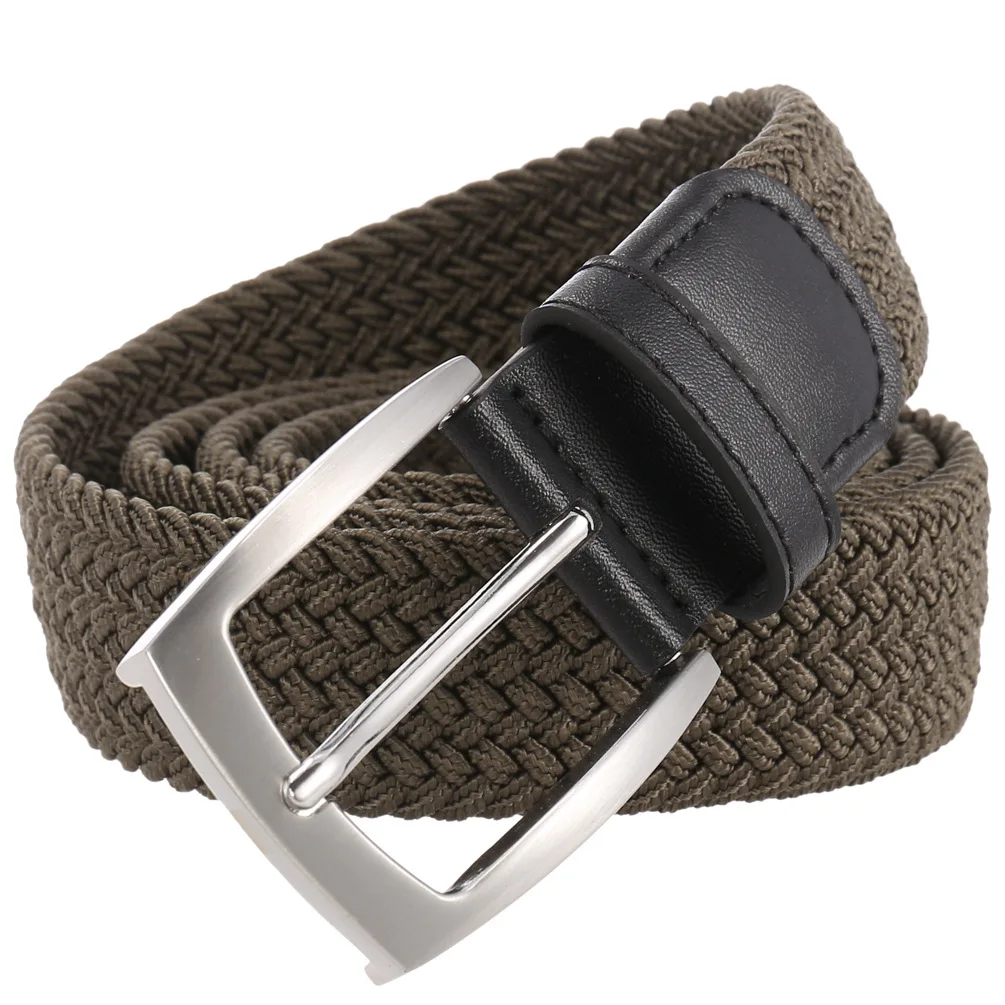 Stretch Canvas Leather Belts for Men Female Casual Knitted Woven Military Tactical Strap Male Elastic Belt for Pants Jeans Men\'s