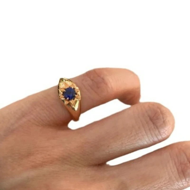 

Luxury Aquamarine Eight-Pointed Star Ring for Women - Minimalist Ins Forest Style Versatile Index Finger Ring Party Jewelry Gift