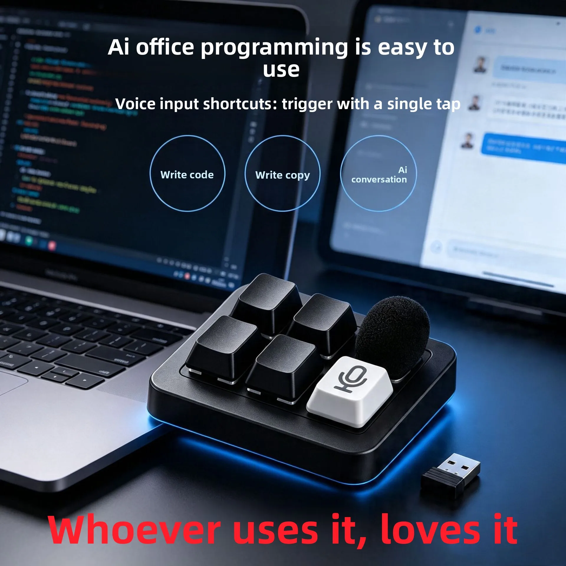 Wireless Voice Input Keypad Programmable Mini Mechanical Keyboard G Shortcut Keys Coding Writing Office Laptop Desktop Setup