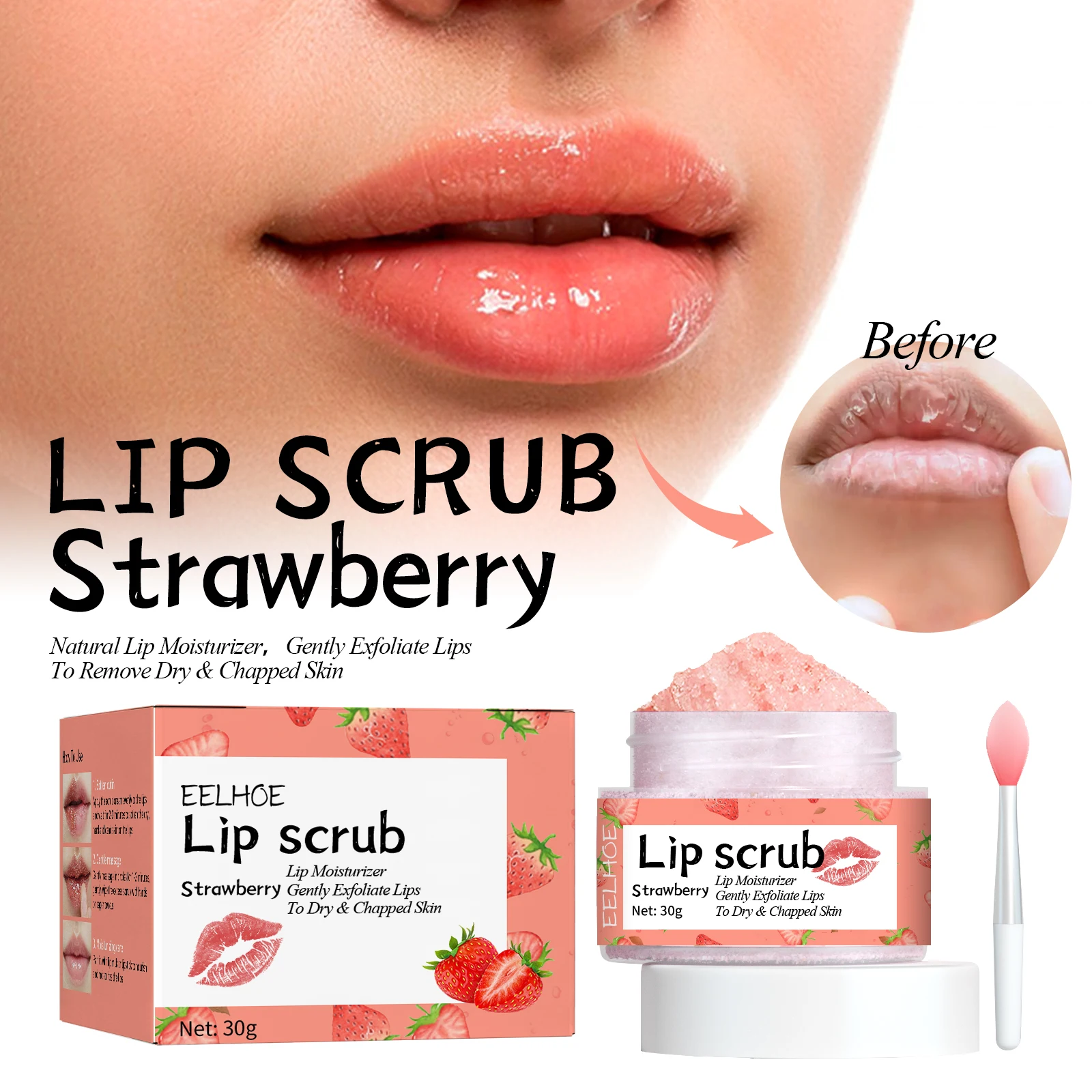 Lip Scrub Fruit Strawberry Orange Honey Brightening Lip Color Exfoliating Deep Cleaning Dead Skin Lipstick Moisturizing Lip Care
