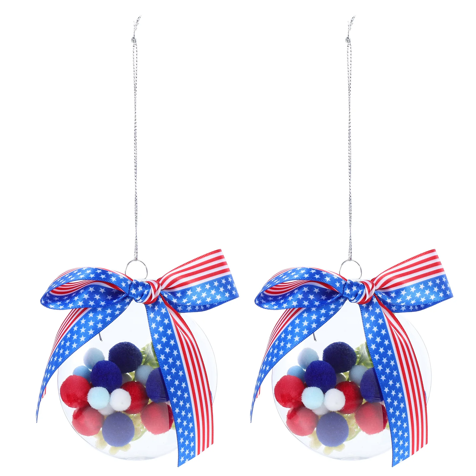 

2 Pcs Independence Day Adornments Ball Ornament Summer American Flag The Pet Hanging Decoration
