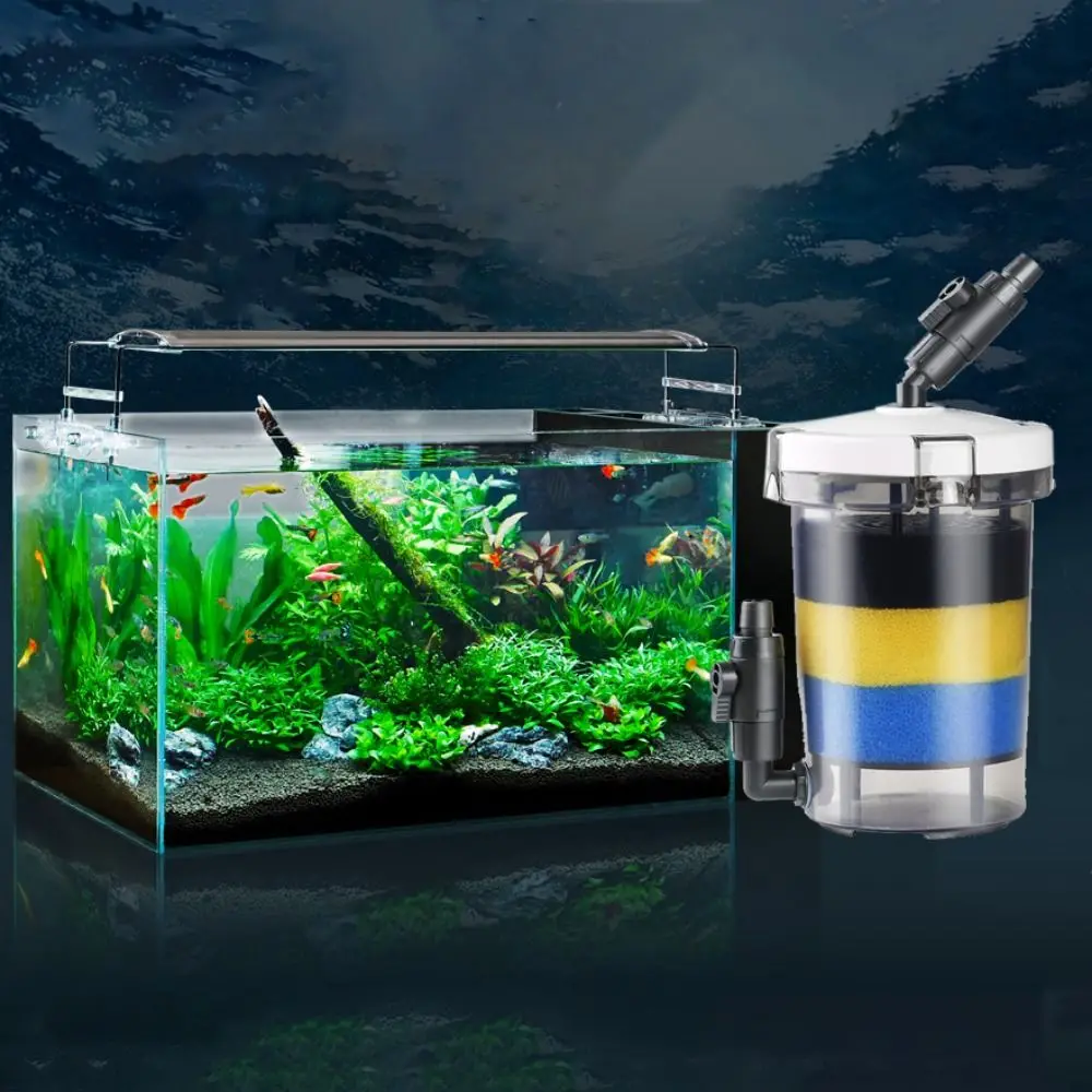 6W Pre-Filter Fish Tank Filter Transparent Plastic Aquarium Pre-filter Ultra-quiet with Filter Cotton Fish Tank Filter Barrel