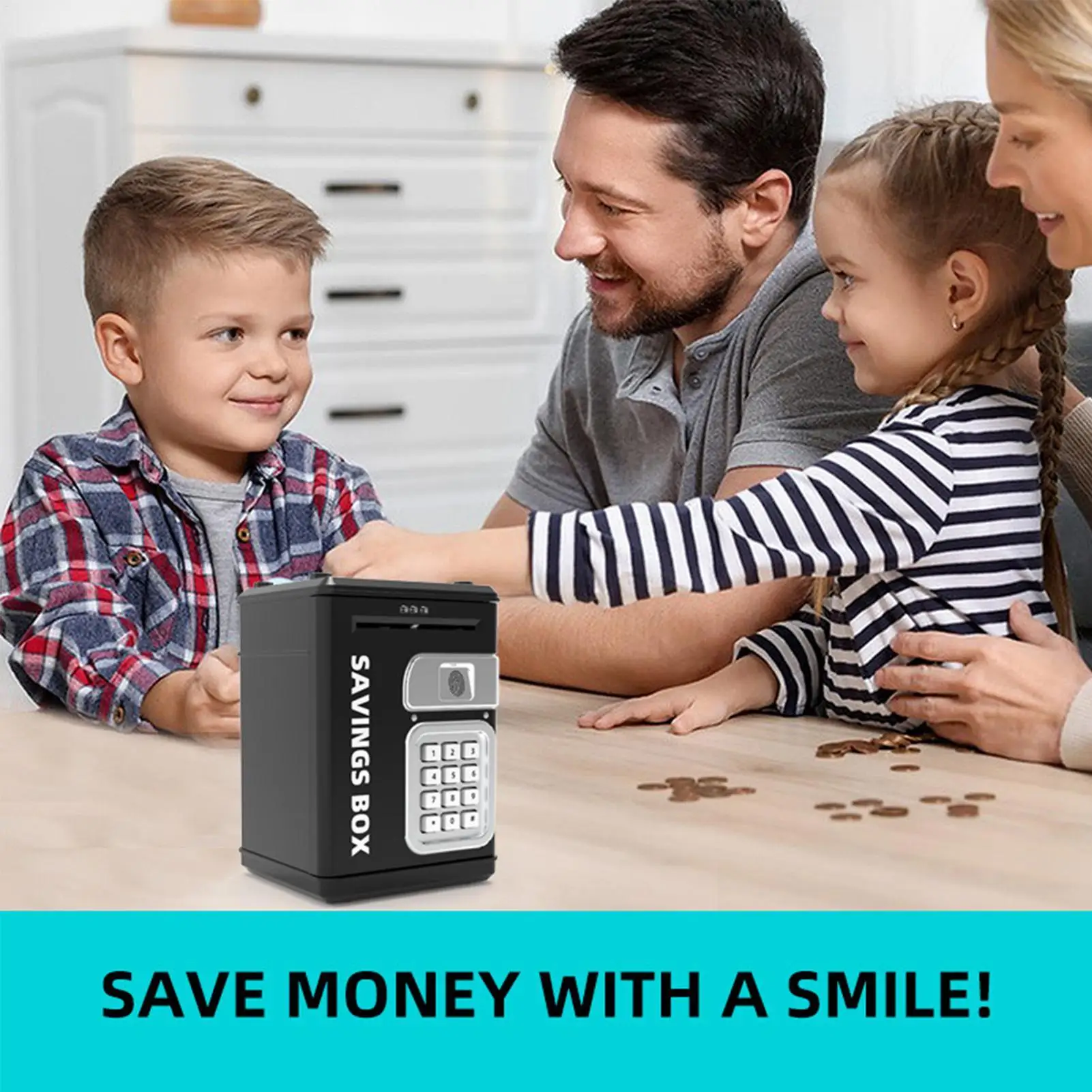 Caja fuerte para dinero para niños, caja de efectivo electrónica, juguete de ahorro con contraseña para jóvenes y adultos, juego de simulación, educación financiera
