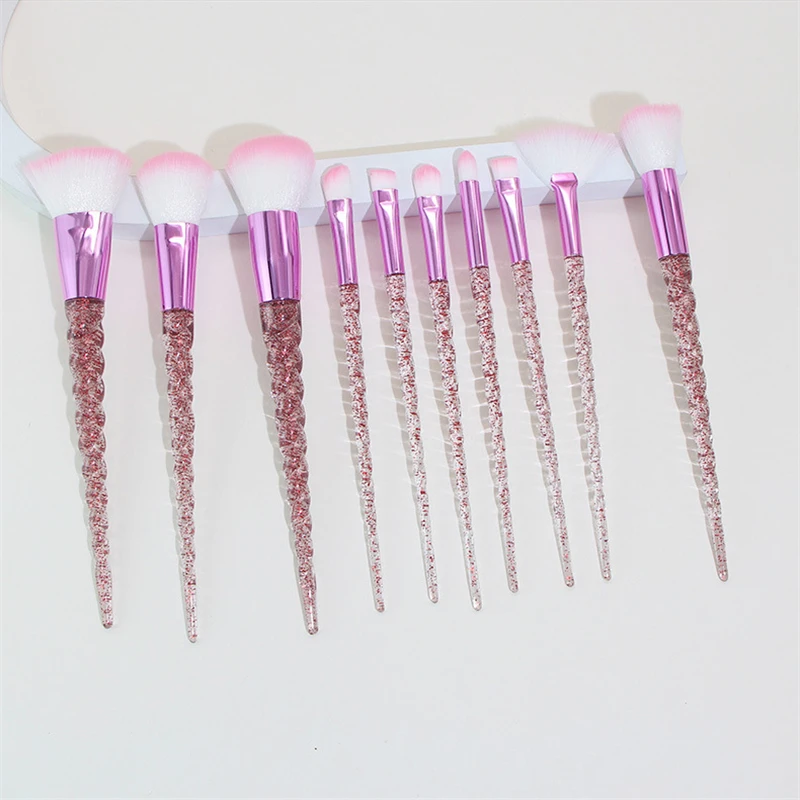 Przyjazne dla skóry metalowe uchwyty, personalizowane, z regulowanym uchwytem na dłoń, łatwe do czyszczenia, 10-częściowy zestaw super elastycznych pędzli do makijażu.