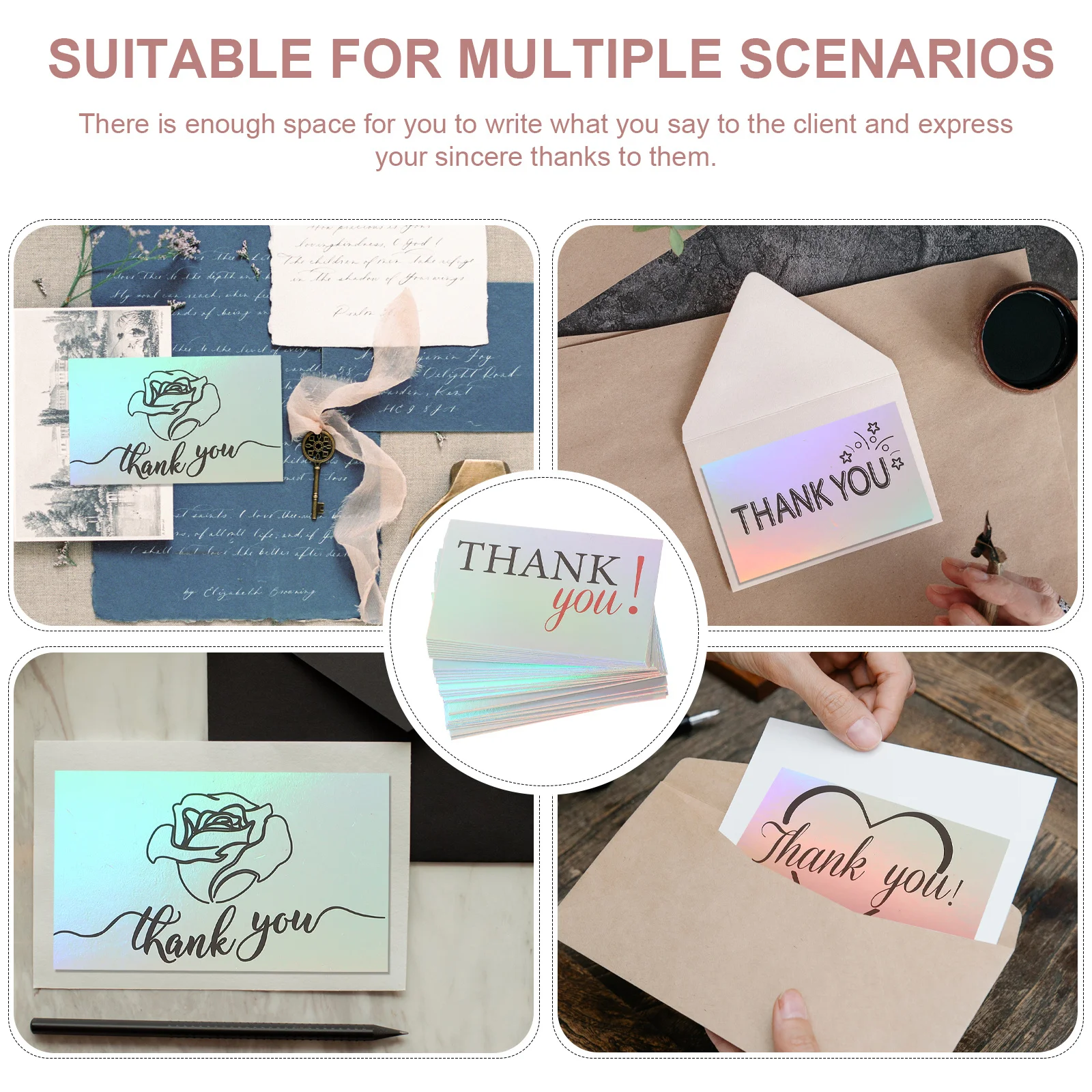 120 Stuks Laser Dank U Kaarten Beschrijfbare Achterkant Dank U Notities Voor Klanten Zakelijke Klant Bonding Happy Mood