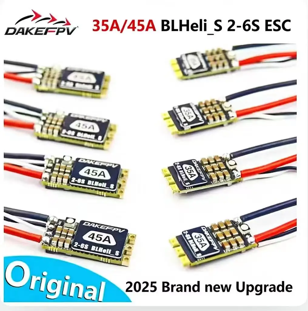 DAKEFPV ST32 35A 45A ESC Mini Elektronischer Geschwindigkeitsregler 2-6S Signalkabel PWM/DSHOT/Sinus für FPV-Renndrohnen RC-Crawler-Autos