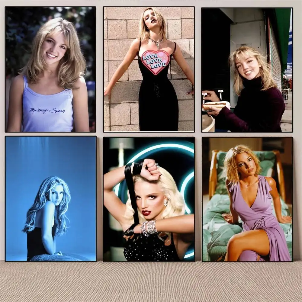 1PC Retro Singer B-Britney S-Spears poster Self-adhesive Art Waterproof Paper Sticker Coffee HouseWall Decor