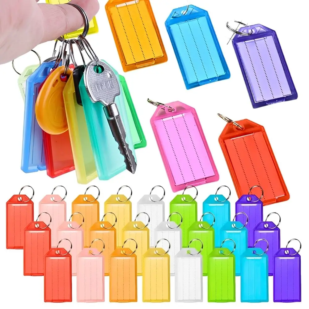 26/80pcs Assorted Color Blank Key Tags with Keyrings, Flip Design Identifiers for Luggage, Cabinet Keys YMY