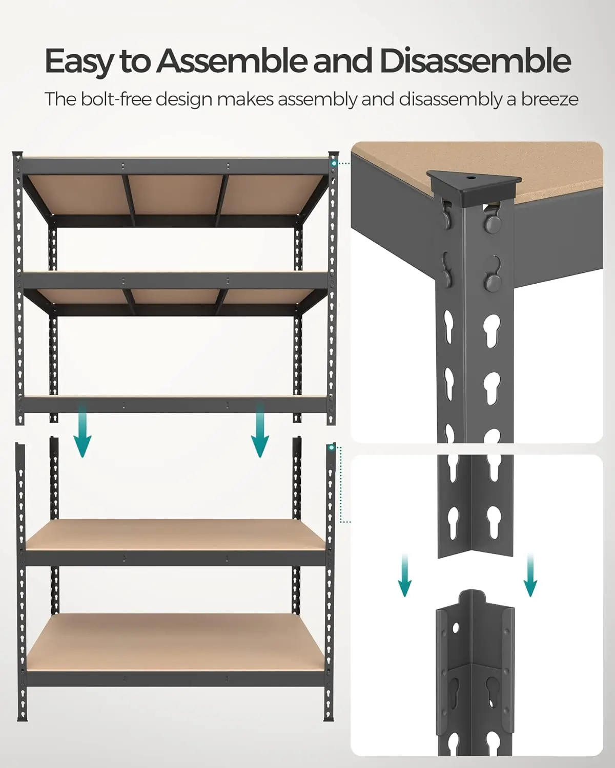 Adjustable Shelving Units, 23.6 x 47.2 x 70.9 Inches, Load 1929 lb Each, Shed Warehouse Basement, Gray UGLR600G02