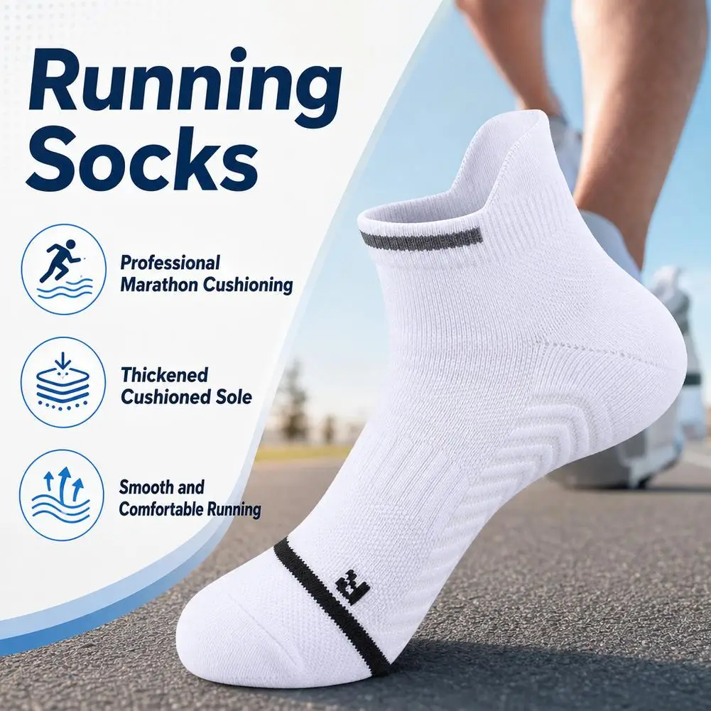Professional Marathon Running Socks Thickened Cushion Towel Bottom Quick Dry Sports Ankle Socks Men Women