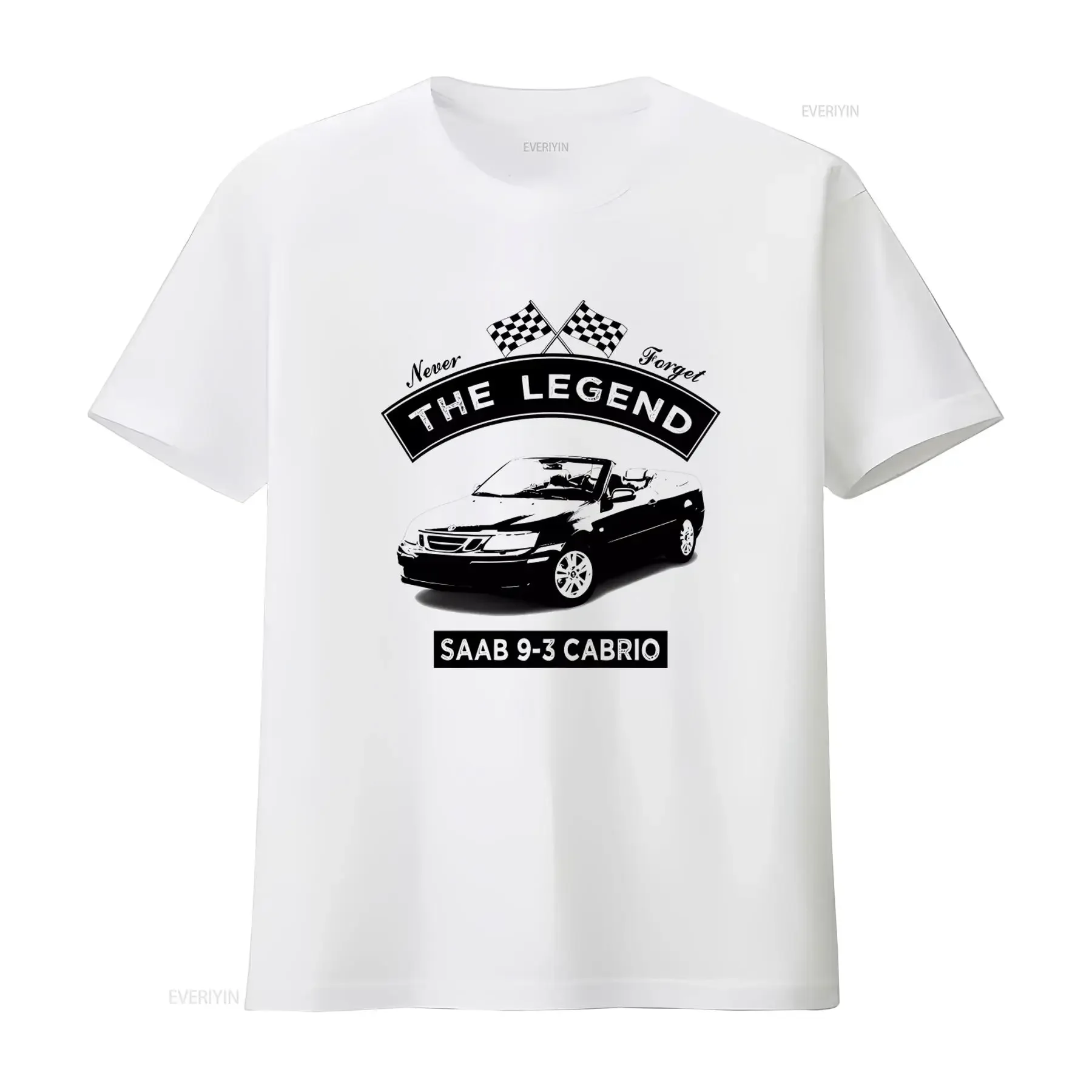 Saab 9 3 Convertible The Legend Classic Car Retro T Shirt New vintage Washed Top For Everyday Wear graphic Slightly Comfortable