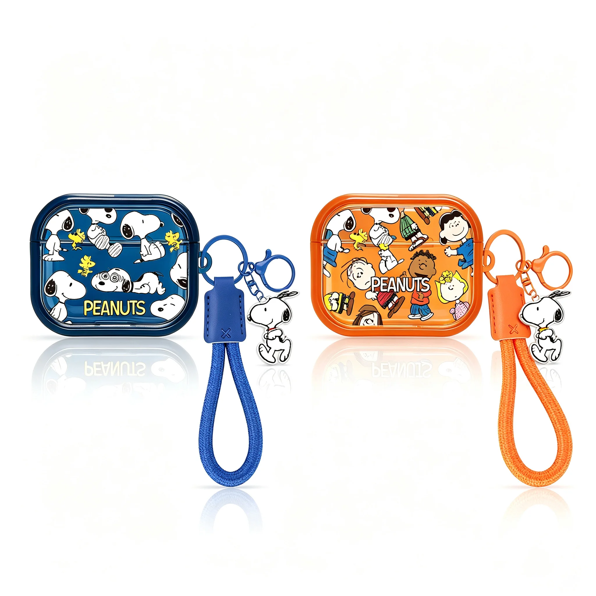 Für Airpods 1 2 3 4 5 Pro Pro 2 Pro 3 Hund Blau Orange Bilderrahmen TPU Kopfhörer-Hülle Zubehör Cover