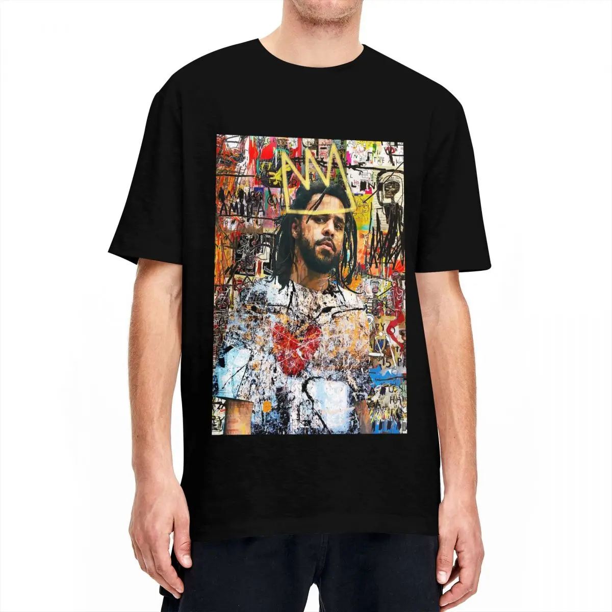 Men's J Cole Portrait T Shirts Singer Album Cotton Clothes Street Style Short Sleeves T-Shirt O-Neck Casual Tee Shirt Large Size