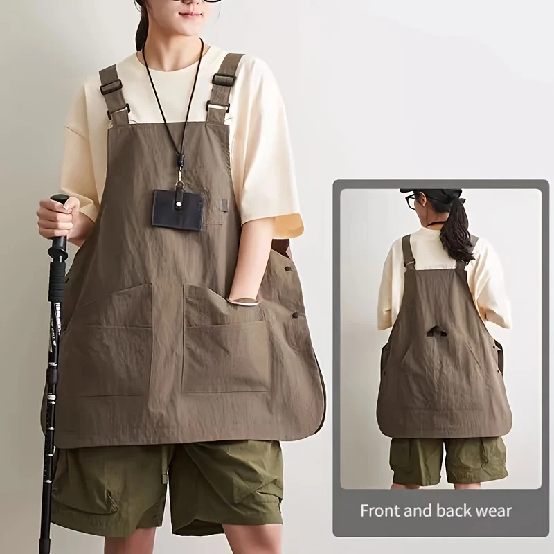 

1 шт. фартук для художественного творчества - регулируемый двухсторонний дизайн с несколькими карманами, прочный полиэстер, подходит для выпечки на кухне