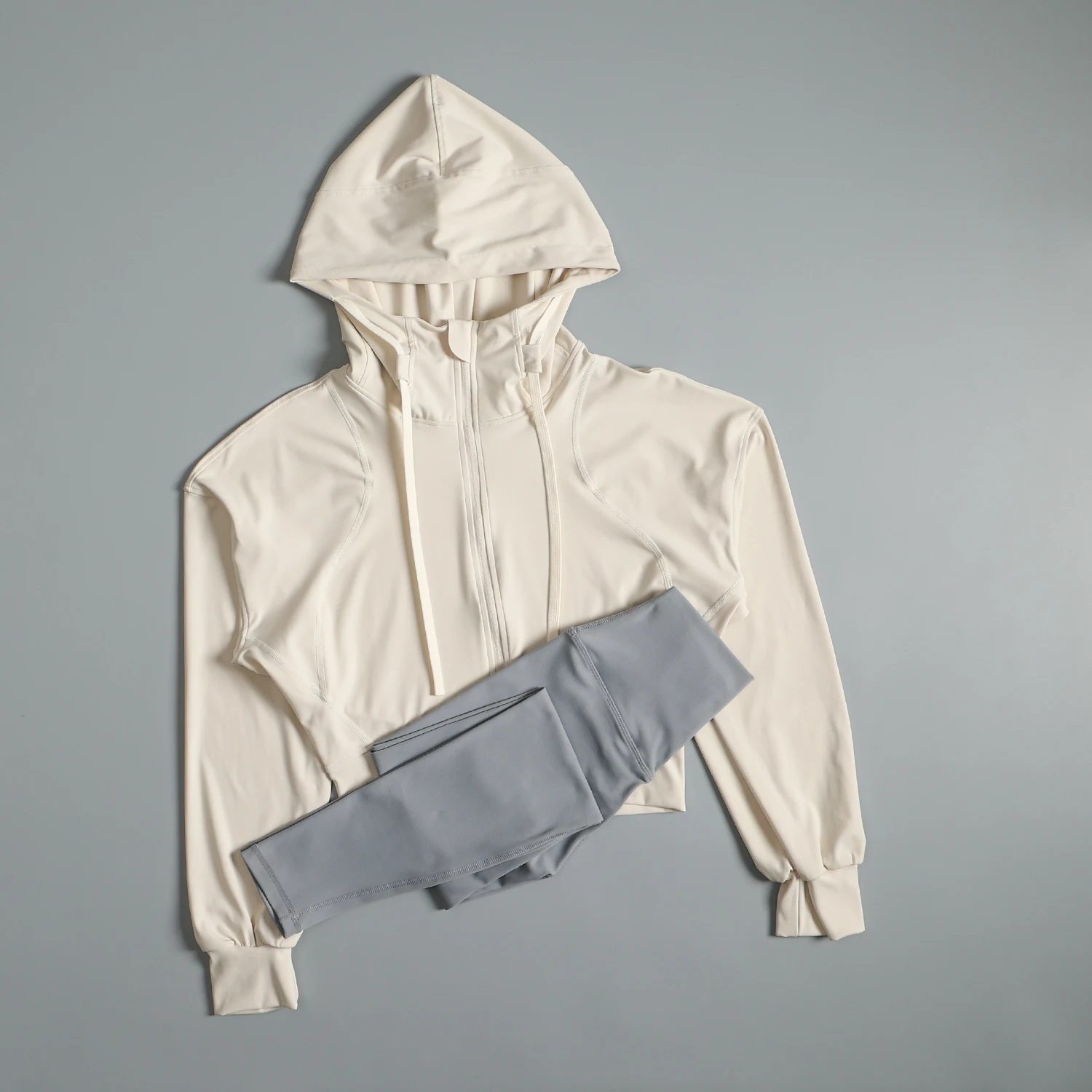 بدلة ملابس اليوغا للنساء للخريف والشتاء، سترة تدريب قصيرة ضيقة للجري، ملابس رياضية احترافية سريعة الجفاف