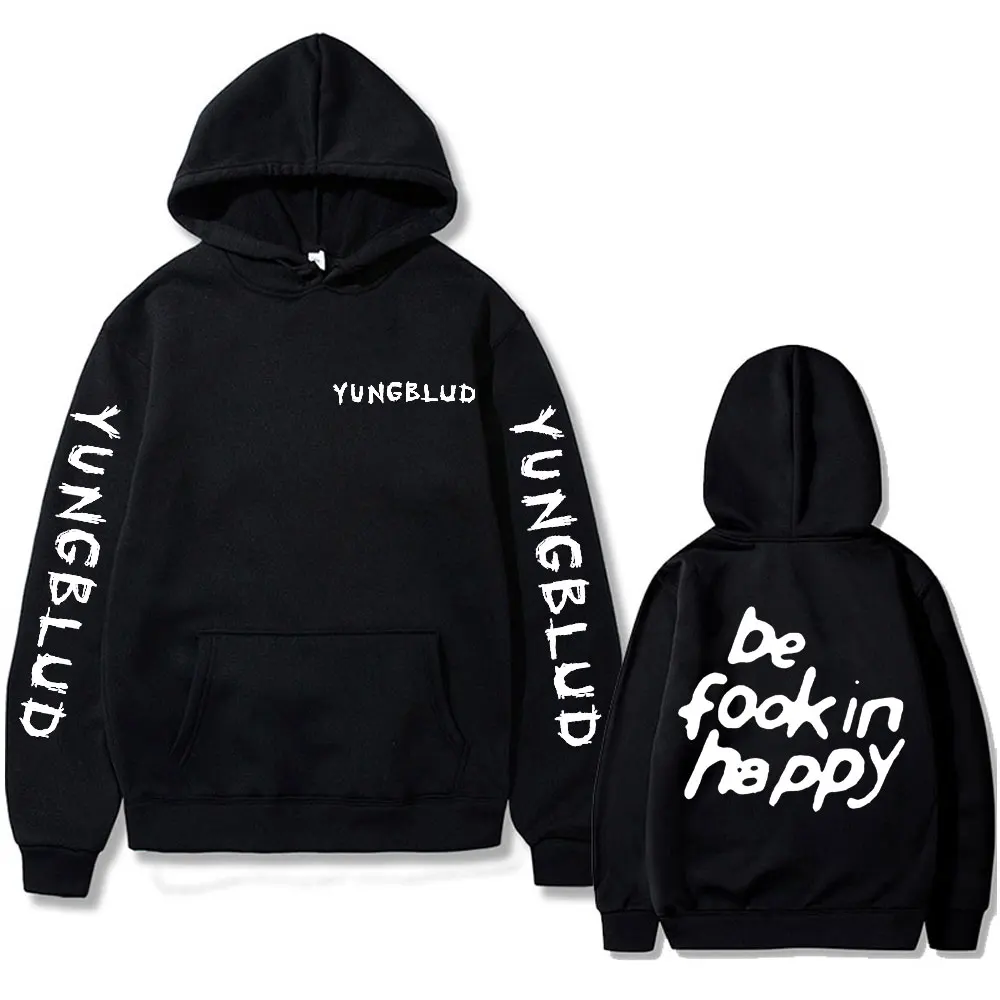 Singer Yungblud Be Fookin Happy Graphic Hoodie Men's Vintage Rock Oversized Hooded Tracksuit Men Women Hip Hop Fashion Hoodies