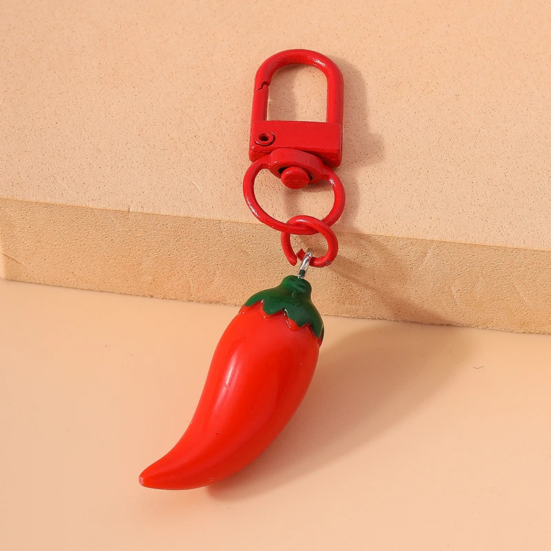 Cute Resin Chilli Keychain Simulation Pepper Key Rings Pendant for Car Key Holder Women Girls Handbag Decor DIY Jewelry Gifts