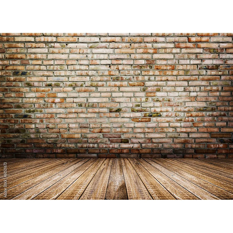 Vinyl Custom Vintage Brick Wall Wooden Floor Photography Backdrops Photo Background Studio Prop  ZXX-21