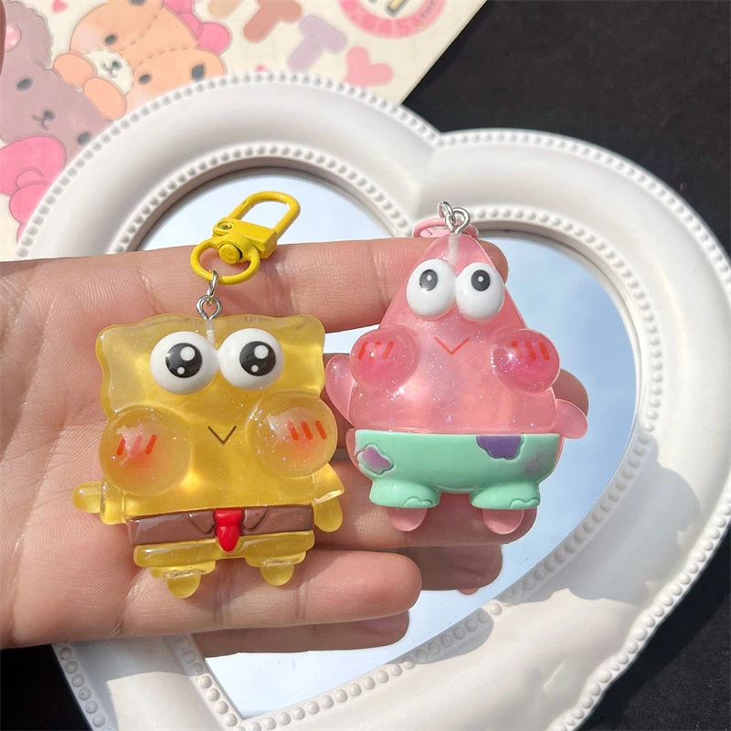 Cute Sponge Baby Keychain Pendant Cartoon Doll Resin Doll Suitable for Couples Bookbags Jewelry Keychain Pendant