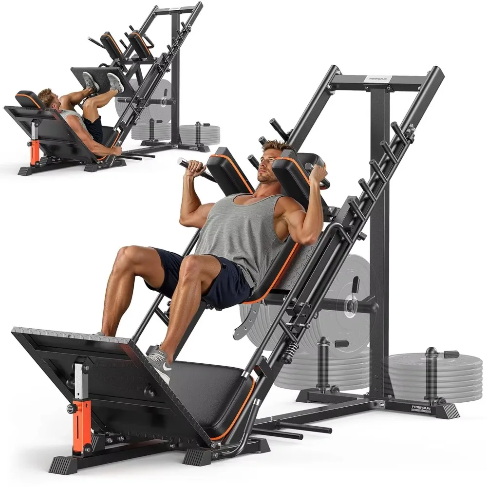 

3-in-1 Leg Press Hack Squat Machine Ultra Quiet Pulley System Adjustable Home Gym Lower Body Strength Training Fitness Equipment