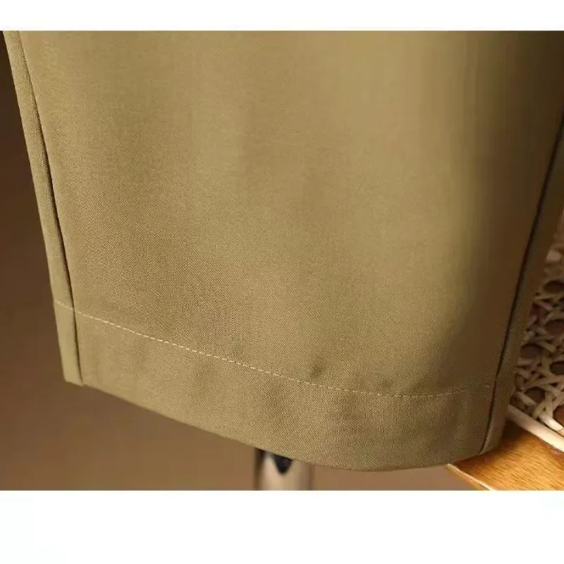 الربيع والخريف المرأة الصلبة عالية الخصر سليم الكلاسيكية هالون السراويل مرونة زر طيات موضة عادية تخفيف بنطلون JJ83