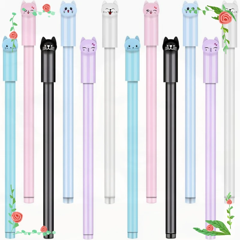 

Wholesale Cute Cat Pen 0.5 Mm Gel Kawaii Black Ball Point Pens for Cat School Office Supplies Back To School