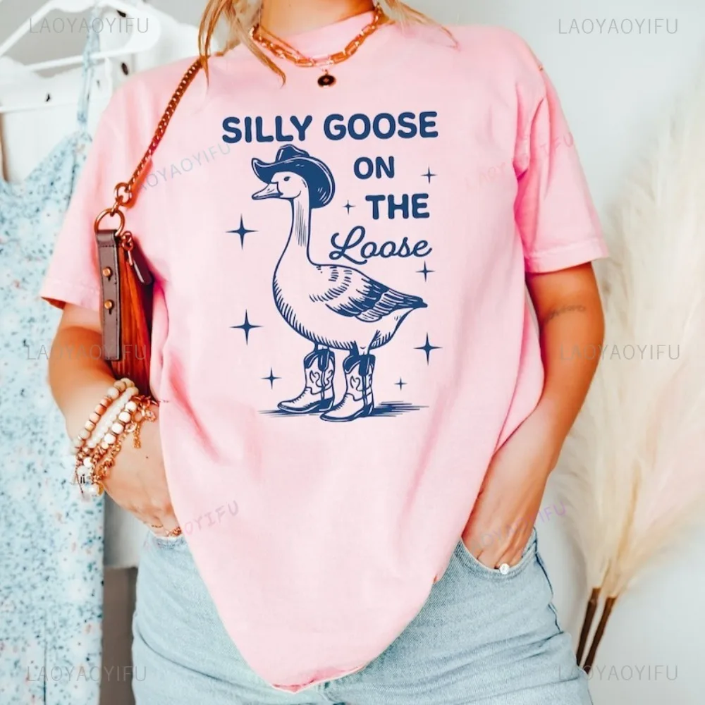 

Ретро-стиль Silly Gooseon The Свободная забавная женская футболка 90-х 80-х годов Западная эстетичная футболка с графическим принтом Повседневные модные футболки