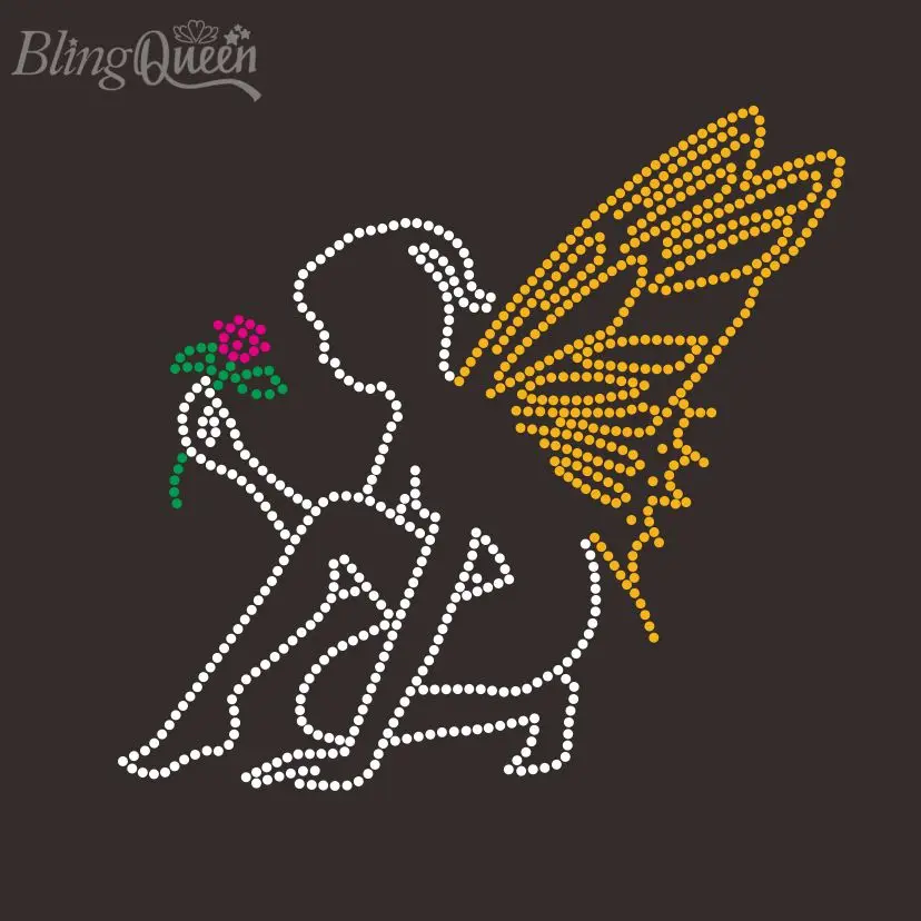 

BlingQueen-Rhinestone Iron-on Transfer, Hot Fix Motif, Fairy Design, 25Pcs Lot