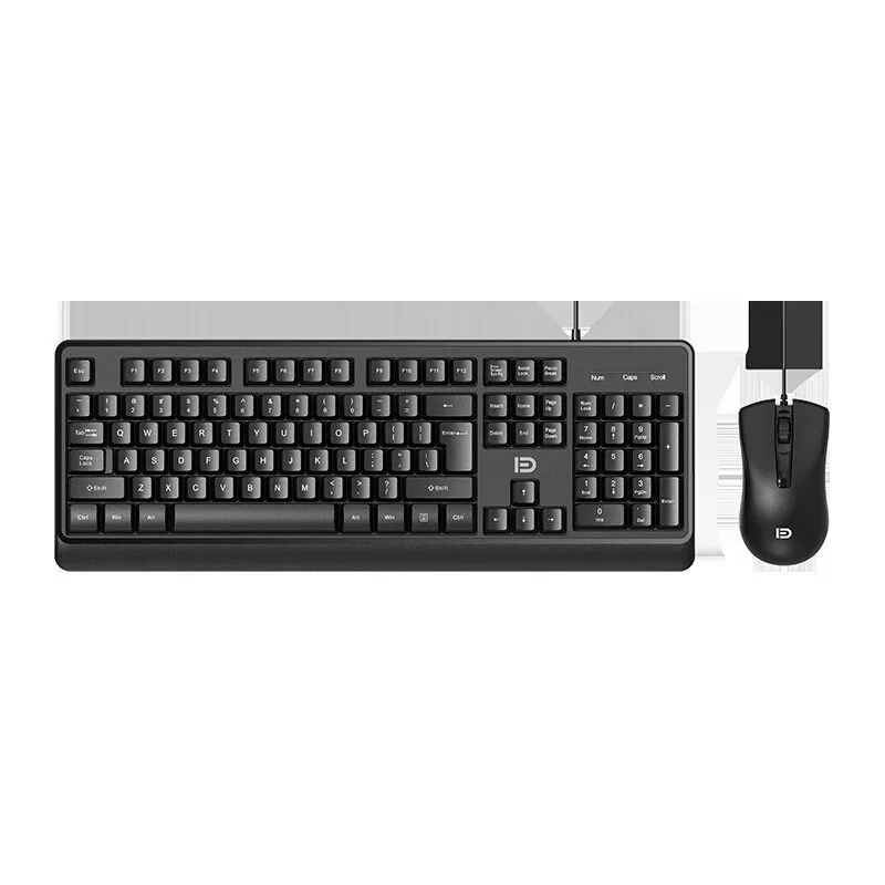 UNSHARKABLE IK6630 Wired Keyboard Mouse Combo Silent Typing Black Keycaps Punk Style Mute Design PC Laptop Compatible Desktop
