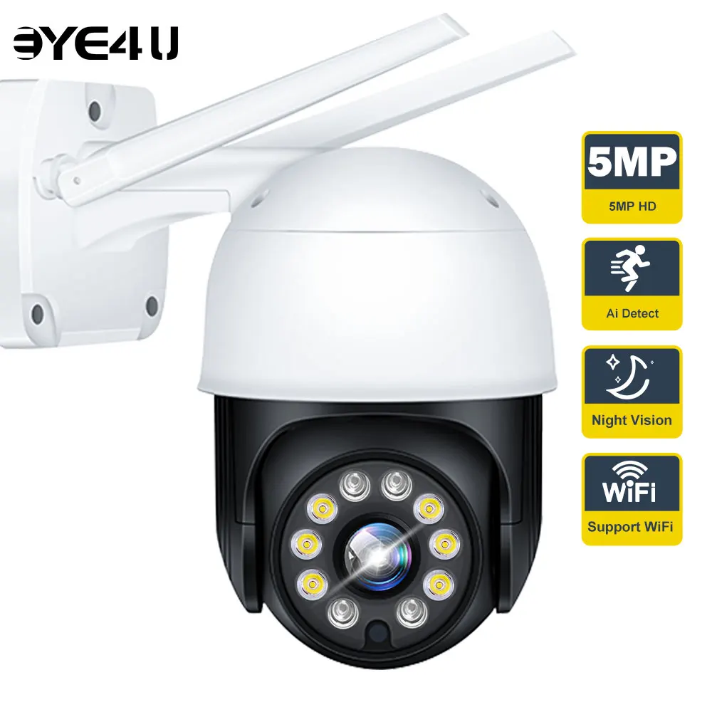 Kamera IP 5MP WiFi Zewnętrzne kamery PTZ Automatyczne śledzenie Kamery do monitoringu wideo CCTV Kamery bezpieczeństwa HD 1080P Dwukierunkowe audio