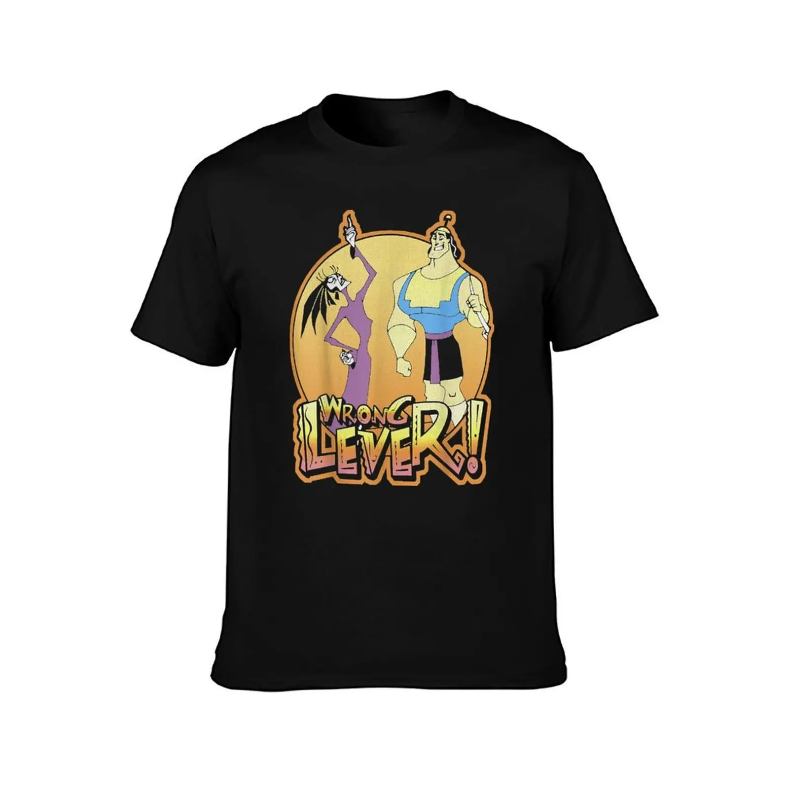 E.New Groove Kronk And Esma Wrong Lever T-Shirt Summer Casual Cotton Tee Oversized Streetwear Tops Vintage Graphic Print