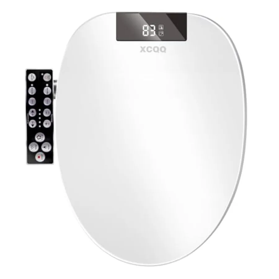 XCQQ Electric Heated Bidet Toilet Seat with Warm Water Wash Warm Air Dryer Soft Closed Lid Night Light LED Display Toilet Seat