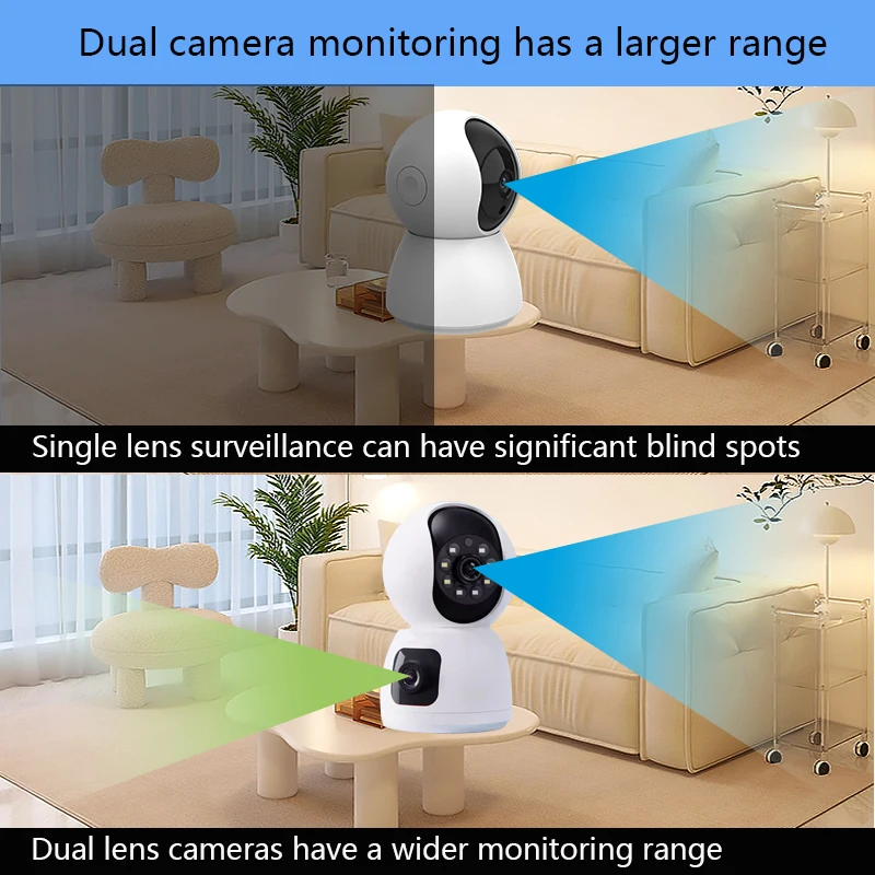 2MP Dual LENs PTZ IP Camera WiFi CCTV 360° PTZ Smart Home Security Surveillance Camera Indoor Tracking Motion  Baby Pet Monitor