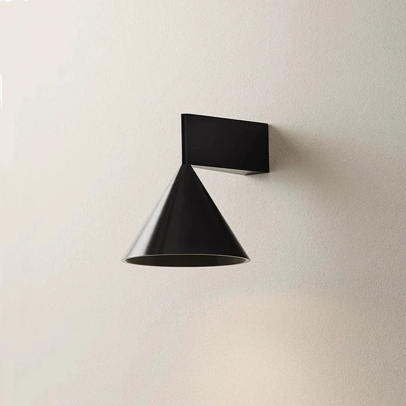 Nordic Designer Brushed Metal Small Wall Lamp Modern Creative Living Room Study Dining Room Personalized Cone-shaped Wall Light